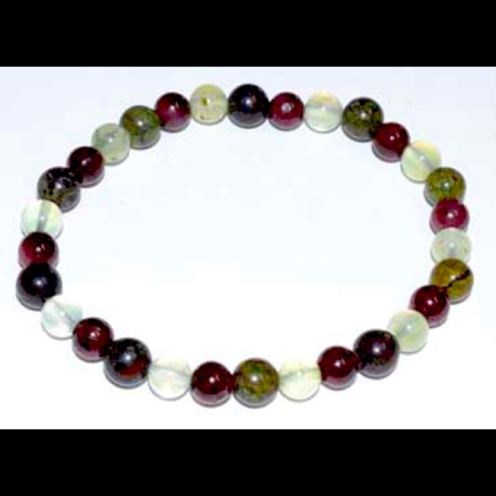 Dragon’s Blood Garnet Prehnite Stretch Bracelet